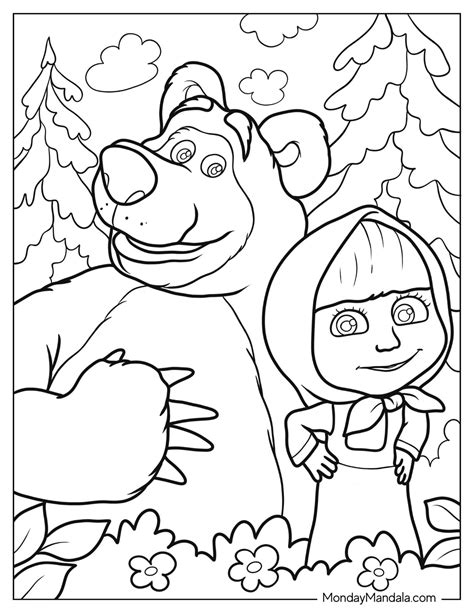 coloring pages masha and bear|masha and bear drawing picture.